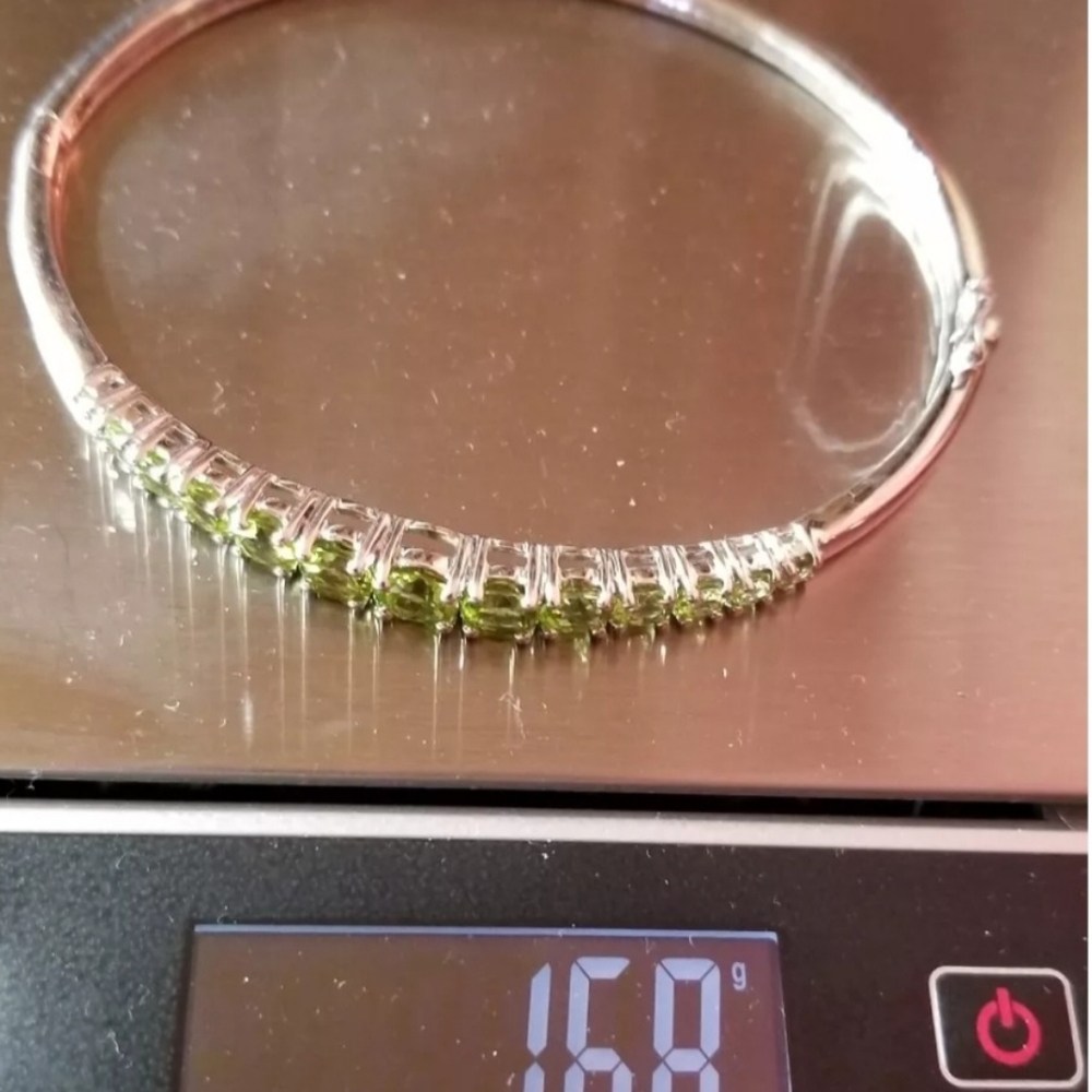 Chuck Clemency NYCII Sterling silver Green Peridot Bangle Bracelet $285 8"